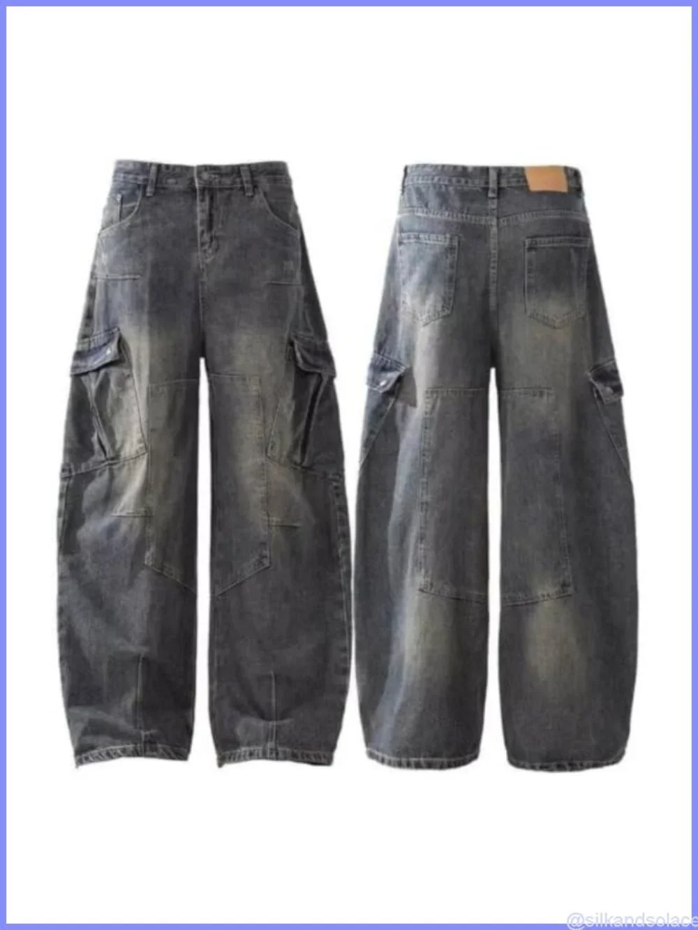 Baggy Cargo Wide Leg Denim Jeans Men Barrel Oversized Street Style